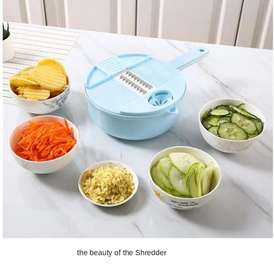 Multfunctional kitchen salad cutter with drain basket