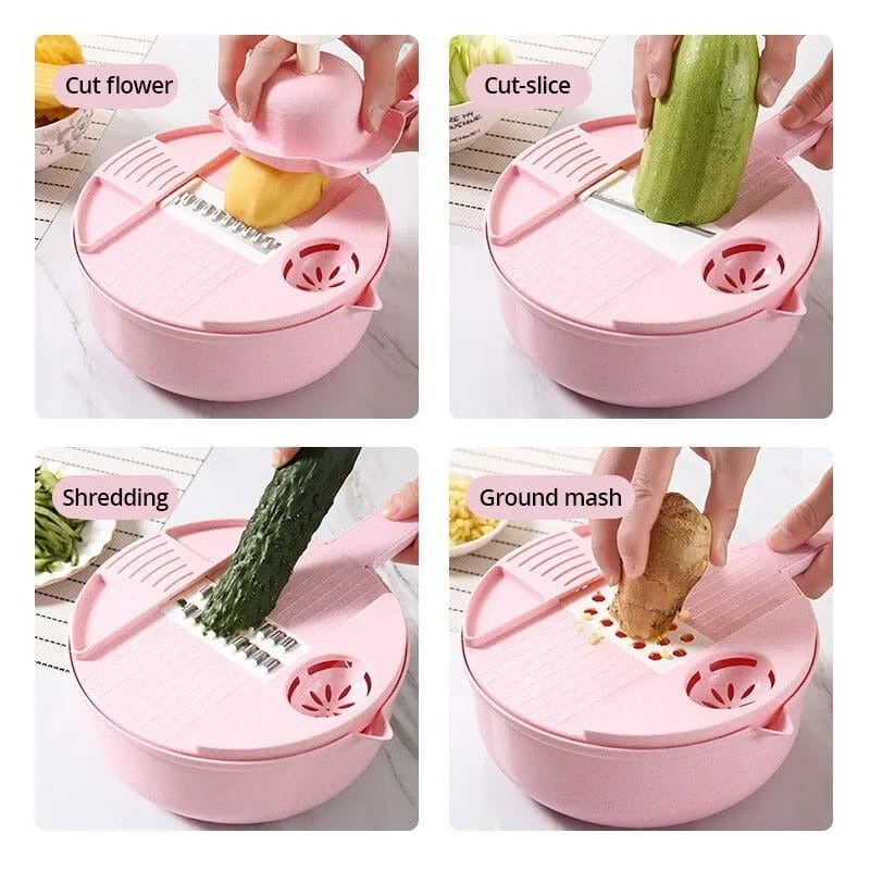 Multfunctional kitchen salad cutter with drain basket